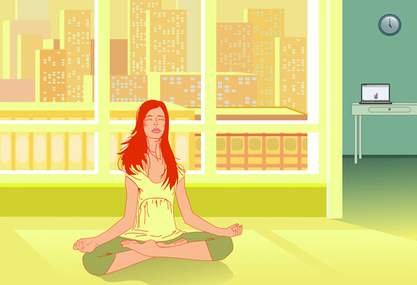 Illustration of woman meditating