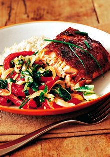 Image of Dry-Rub Barbecued Fillet Of Salmon With Bok Choy Salad, Oprah