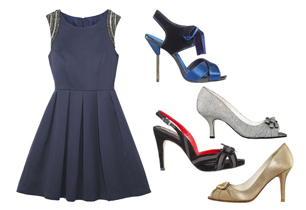 navy dress and heels