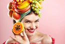 Woman with fruit hat