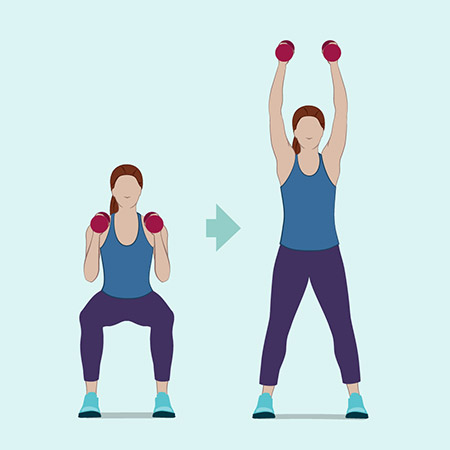 Image result for Jumping Jacks With Overhead Dumbbell Press: