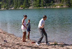 President Obama with his daughters, Sasha and Malia