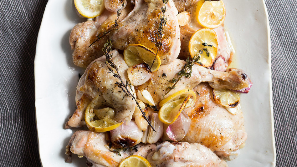 Roasted Chicken with Lemon, Thyme and Shallots