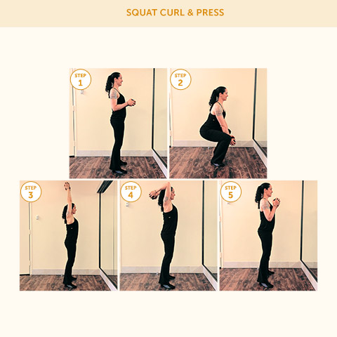 squat curl and press