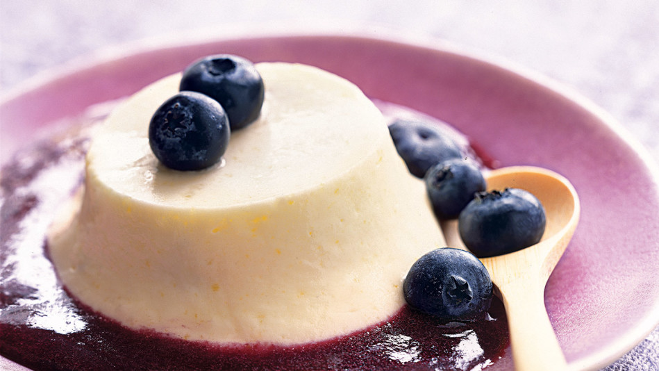 Lemon and Lavender Mousse with Blueberry Soup
