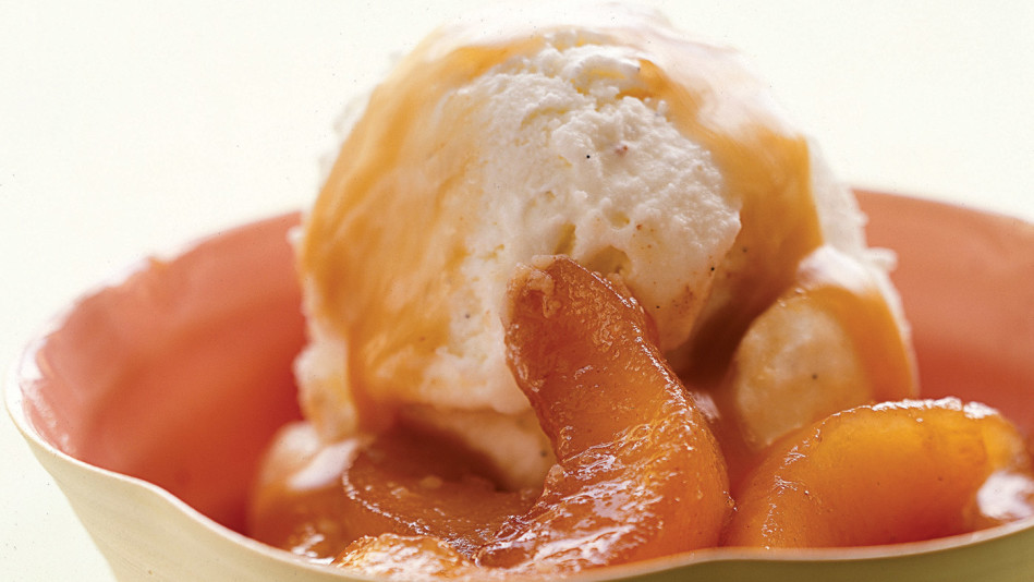 Sour Cream Ice Cream with Caramelized Pear Compote