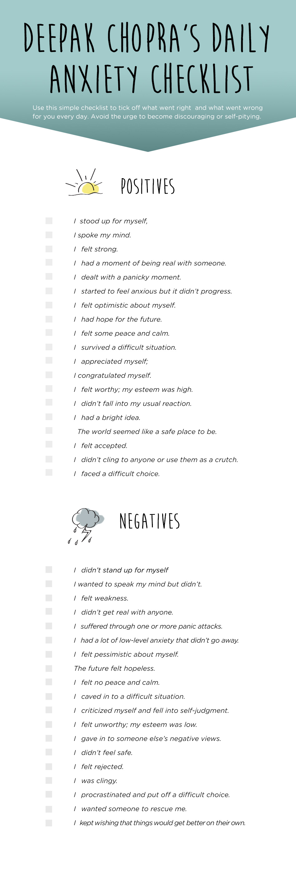 anxiety checklist