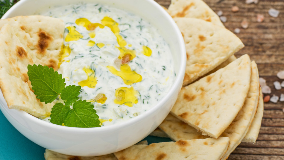 Feta Dip with Cucumber and Pita Chips