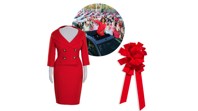oprah car giveaway red suit and bow