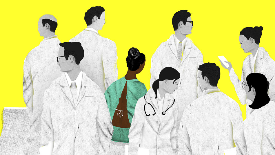 Black patient surrounded by nonblack doctors