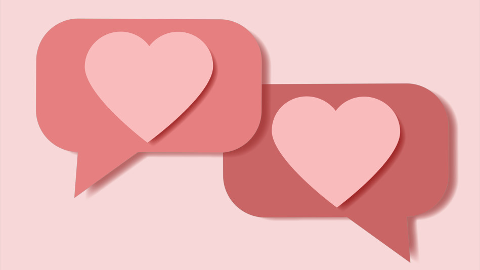 Heart emojis inside speech bubbles