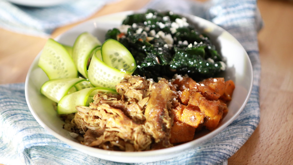 Grain Bowl with Kale, Butternut Squash and Curried Braised Chicken Recipe