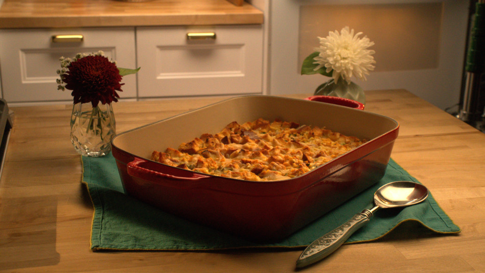 Savory Bread Pudding with Corn, Cheddar and Thyme Recipe