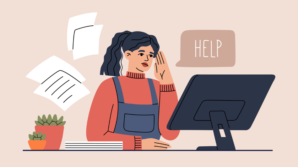 illustration of a woman stressed out at work