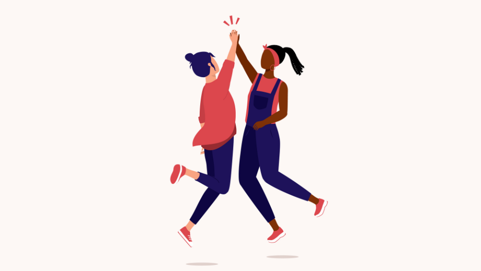 Illustration of two women high-fiving