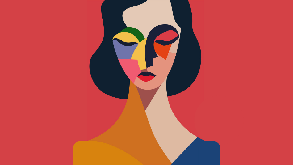 Abstract portrait of a woman - stock illustration