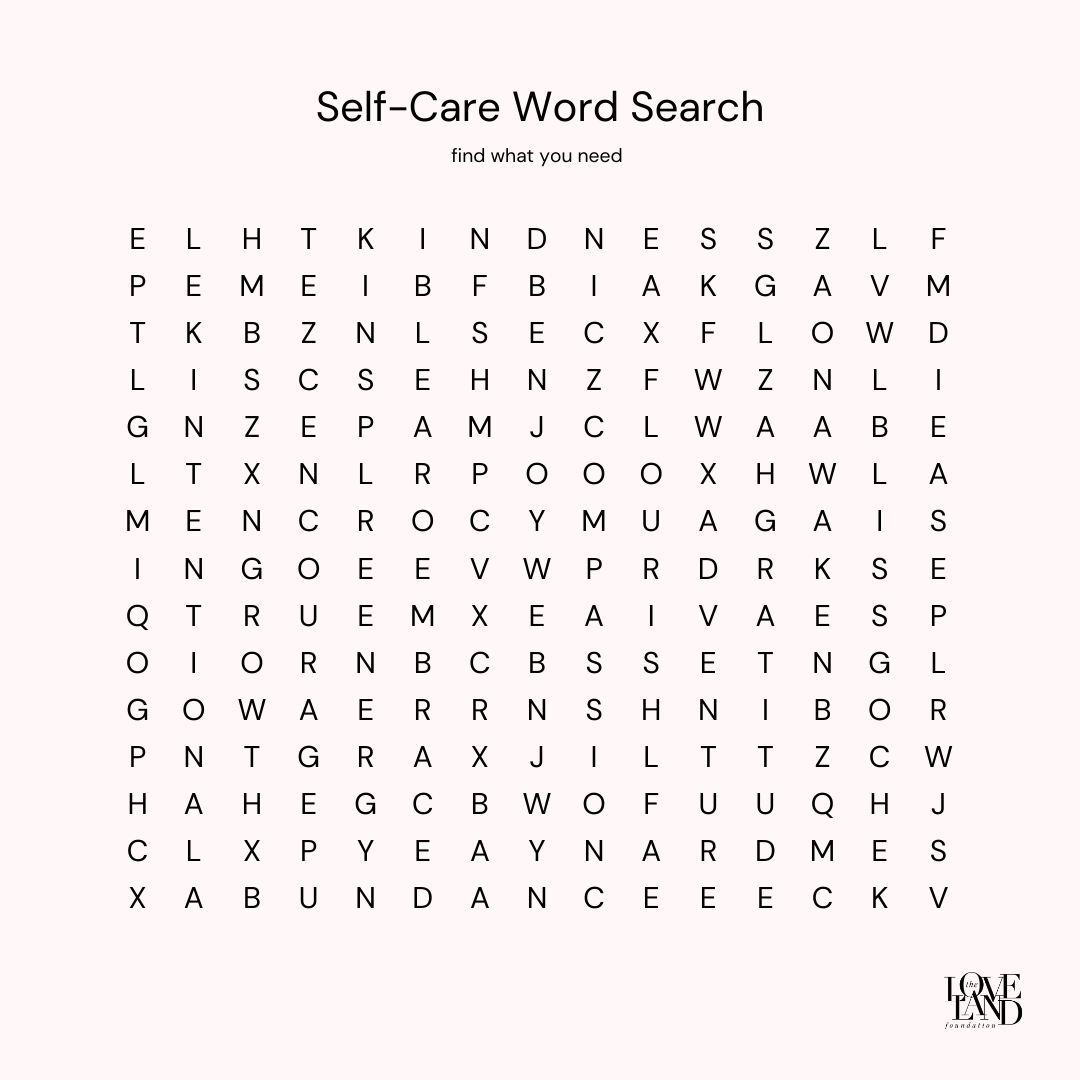 Self Care Word Search