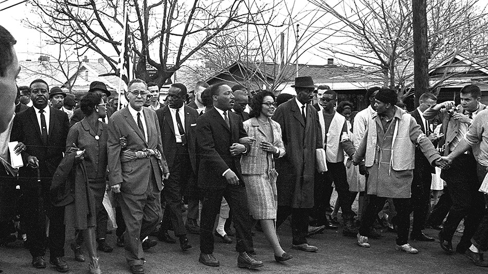 Dr. Martin Luther King Jr. on march from Selma, Alabama, to Montgomery, Alabama