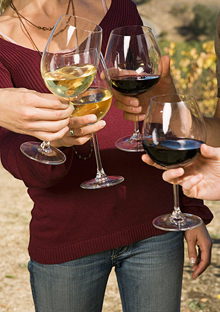 Wine glassing toasting