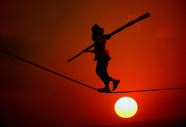 Balancing on a tightrope