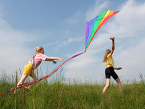 Children flying kites