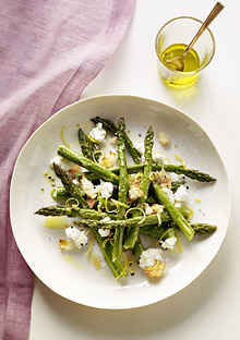 Roasted Asparagus Salad with Goat Cheese and Bread Crumbs