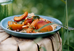 Glazed Carrots and Apricots with Pine Nuts and Mint