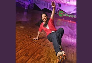 Paty Lopez-Pullman on roller skates