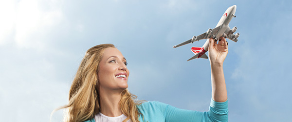 Woman with toy plane