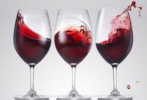 three glasses of red wine