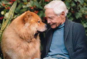 W.S. Merwin with his Chow, Peah