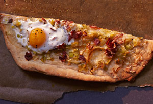 Bacon, Eggs, and Cheese Pizza