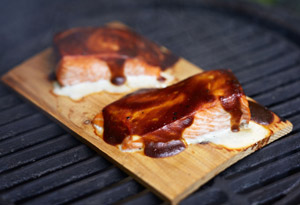 Planked Salmon with Soy-Honey Glaze