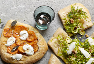 Robiola, Shaved Brussels Sprouts and Walnut Pizza