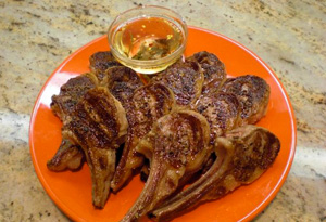 Grilled Lamb Chops with Simple Syrup Mint Dipping Sauce
