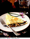 Pastel Omelet with Mushrooms, Goat Cheese and Fresh Herbs
