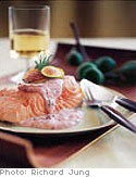 Cold Poached Salmon with Creamy Dill and Fig Sauce