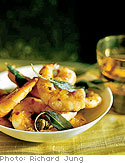 Shrimp with Meyer Lemons, Capers and Fried Sage Leaves