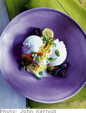 Bananas in Lime Juice with Coconut Sorbet and Berries