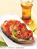 Open-Faced Tomato Sandwiches with Basil Mayonnaise and Bacon