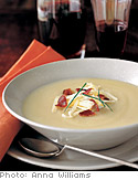 Creamy Potato Soup with Sour Cream, Bacon and Chives