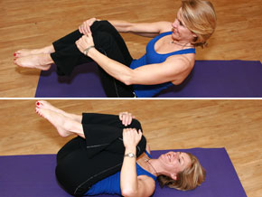 Andrea Metcalf demonstrates the spine roll.