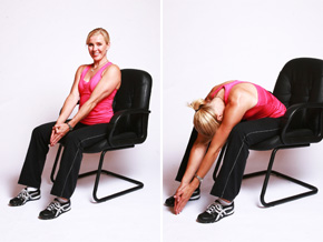 Andrea Metcalf demonstrates the seated roll up exercise.