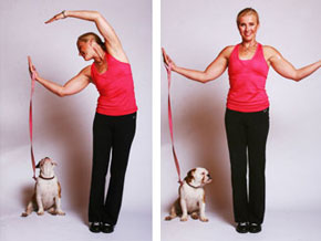 Andrea Metcalf demonstrates the side bend power leash exercise.