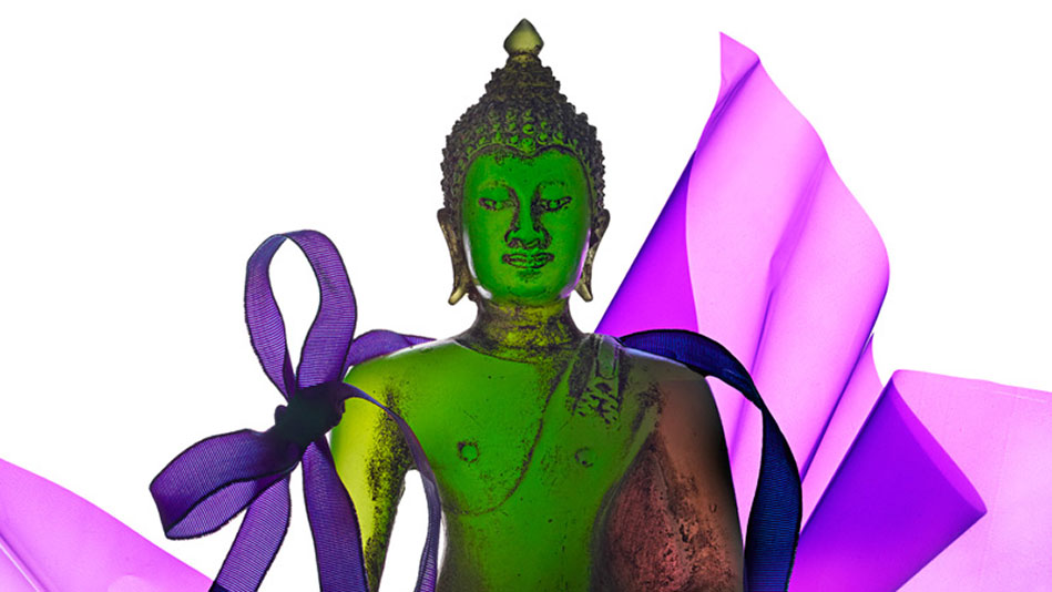buddha with ribbon