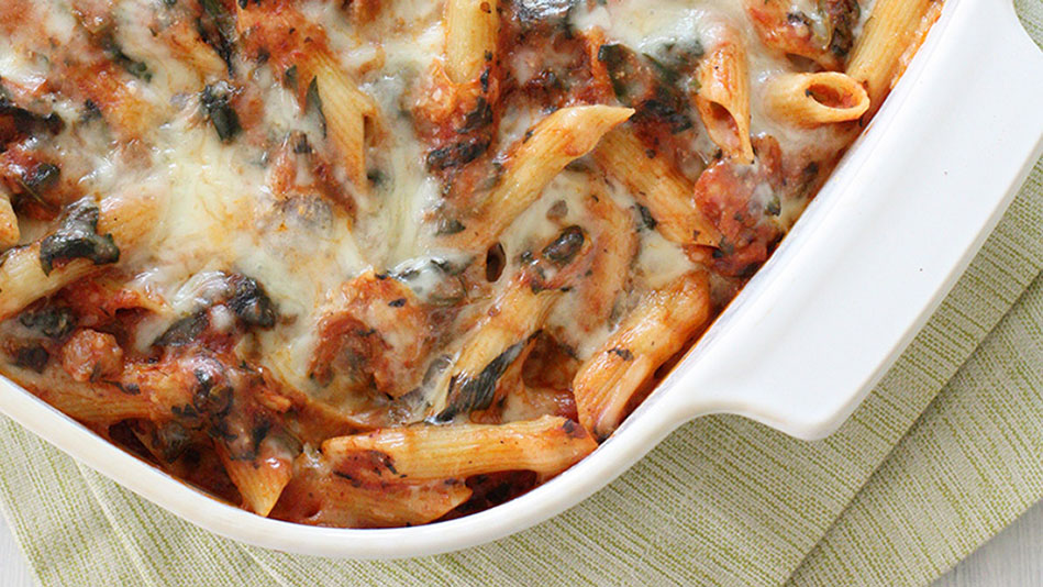 Baked Pasta with Sausage and Spinach