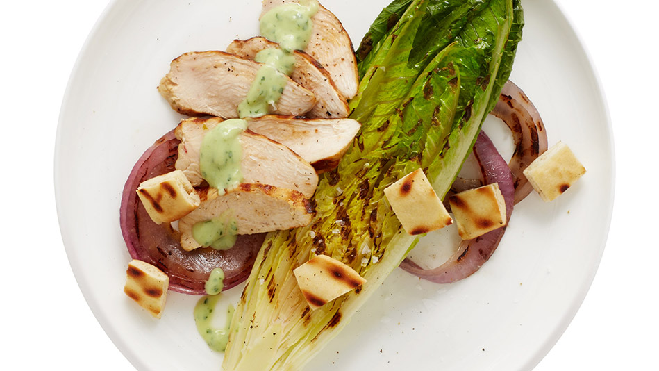 Grilled Chicken and Romaine with Green Goddess Dressing