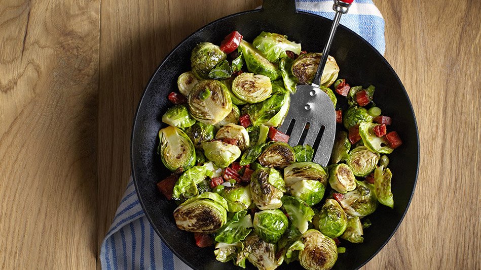 Pan-Roasted Brussels Sprouts With Chorizo