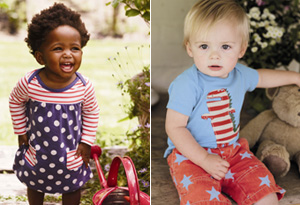 Two baby models featured in the Mini Boden catalog.