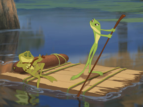 Princess Tianna and Prince Naveen as frogs